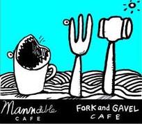 Manndible Cafe and Fork and Gavel Kitchen logos