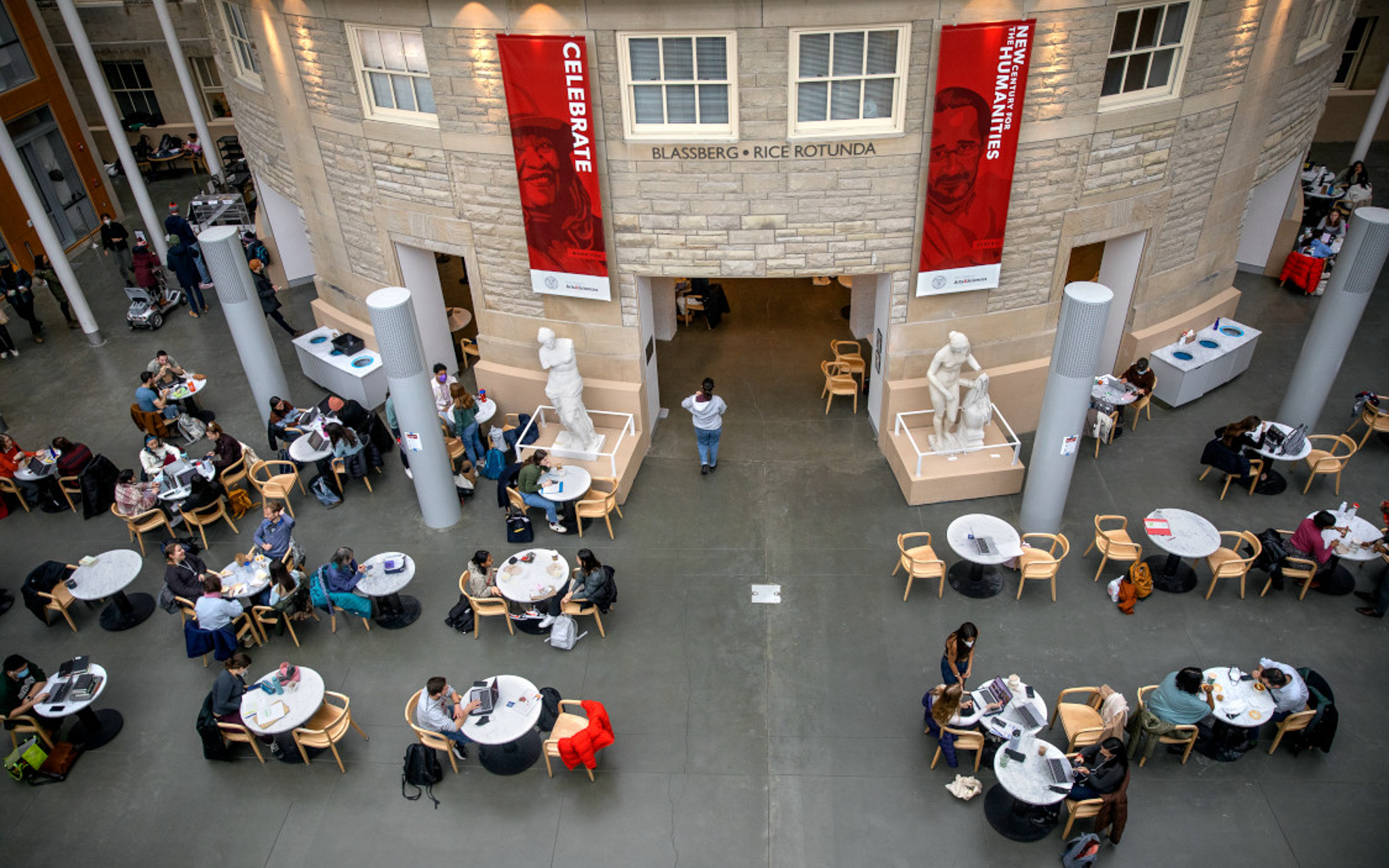 Temple of Zeus atrium seen from above in Klarman Hall