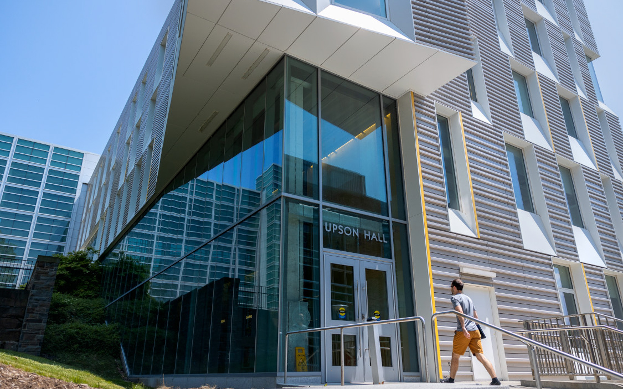 Student entering Upson Hall