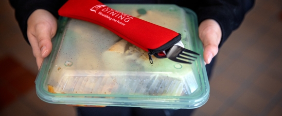 Cornell Dining reusable utensil and takeout container