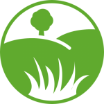 Icon with meadow and tree