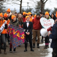 Students protesting fossil fuel investments
