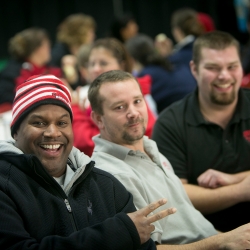 Building care staff at recognition event.