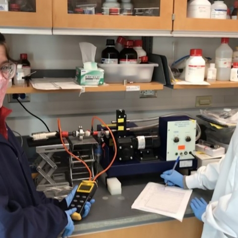 Two students in a lab