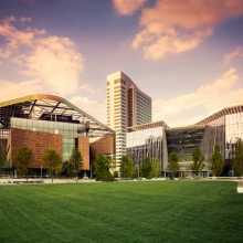 Cornell Tech campus at sunset