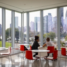 Students work inside the Bloomberg Center