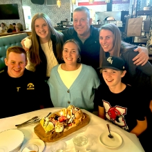 Emily celebrating her 20th birthday with family 