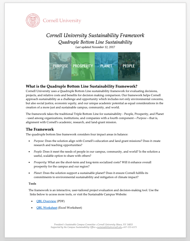 First page of the QBL worksheet