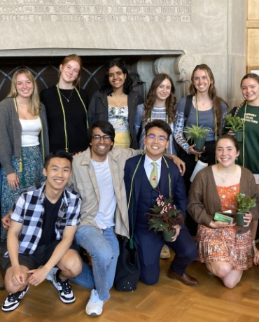 students standing together with graduation cords